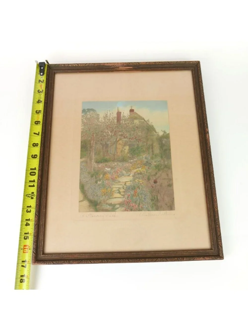 Wallace Nutting A Flowery Path Hand Colored Photograph Print Framed Antique